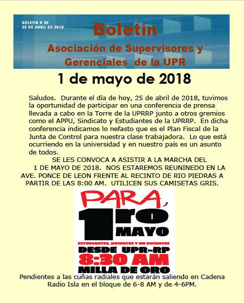 Marcha 1 de Mayo 2018